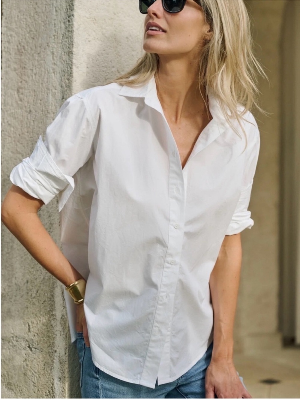 NWT Julia Amory The Carolyn Shirt Blanc White Size XS Cotton Poplin
